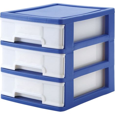 Tiroir De Rangement - Boîte De Rangement En Plastique Pour Bureau - 17.5 X 13 X 15.5 Cm - Bleu - 1 Pièce (1/5)