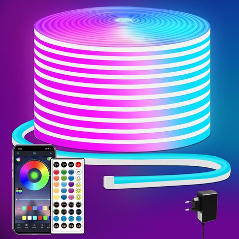 Flexibles LED-Neon-Band – IP65 wasserdicht, App- und Fernbedienung, Musik-Synchronisation, hohe Helligkeit, 10m Kit (1/5)