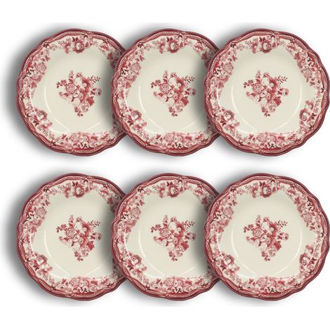 Lot de 6 assiettes creuses en grès 22cm, FAUSTINE