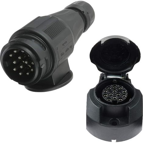 Prise Remorque 13 Broches 12V et Fiche Remorque 13 Broches, Prise Attelage 13 Broches Femelle Étanche Connecteur Prise Remorque Male Prise Électrique 13 Broches pour Camion RV ou Bateau (1/5)