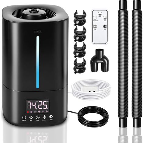 Humidificateur pour reptiles, brumisateur de terrarium de 5 L, humidificateur automatique pour reptiles, brume ultrasonique silencieuse avec télécommande et tube extensible pour serpents (1/5)