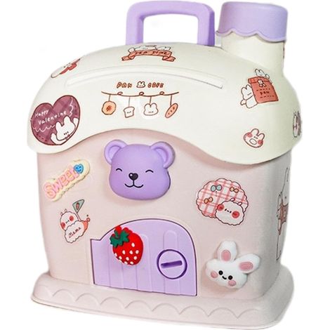 Jolie boîte à monnaie crème avec clé, pour garçons et filles  rangement pour décoration de table, décoration de chambre (1/5)