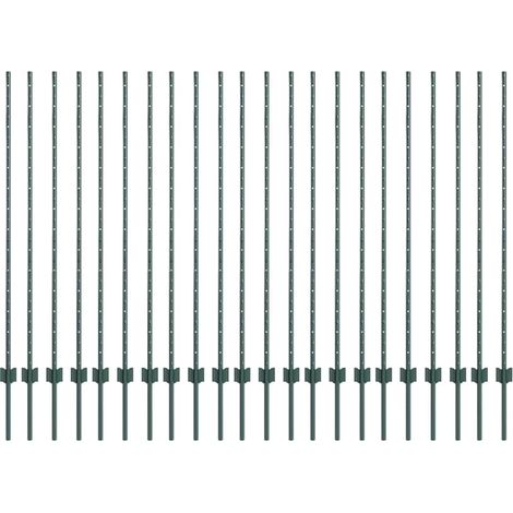 Poteau de clôture. 22 pcs Vert 180 cm Acier (1/5)