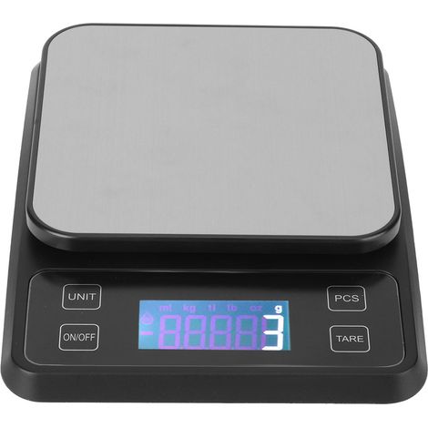 Mini balance électronique numérique portable en acier inoxydable, accessoire de cuisine, 5 kg/1 g, noire (1/5)