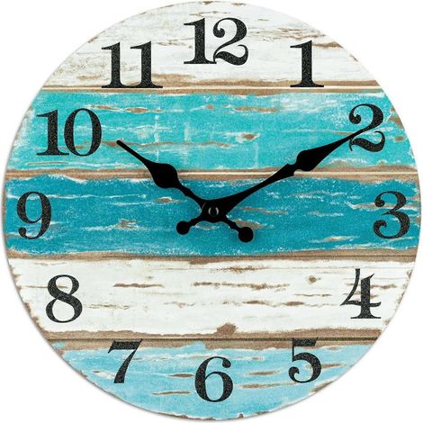 Horloges murales bleues à thème plage, à piles, pour la maison, 25 cm (10 pouces) - (1/5)