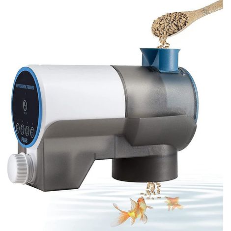 Distributeur automatique de nourriture pour poissons avec programmation facile à comprendre, incluant un support pour la fixation à un aquarium ouvert ou un terrarium. (1/5)