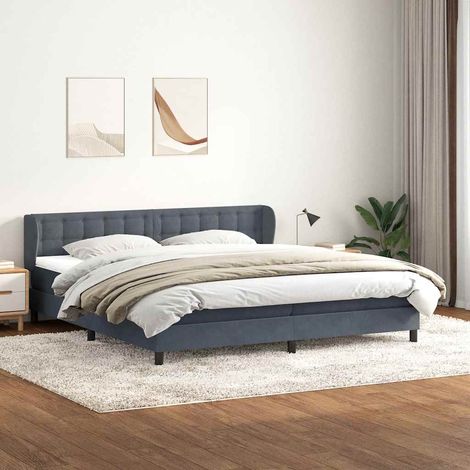 Boxspringbett mit Matratzen Dunkelgrau 180x210 cm Samt