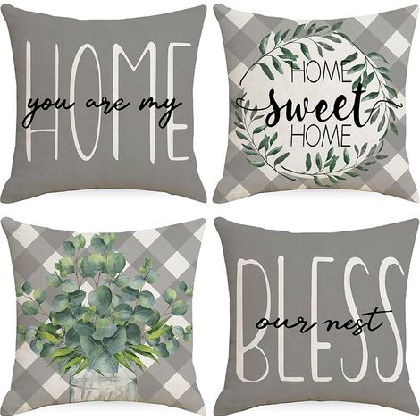 BEBUSINGOTO 4 fundas de cojín de 45 x 45 cm, decorativas para exterior, impermeables, transpirables, con diseño de rayas geométricas en gris y blanco, para sofás de jardín y exteriores. (1/4)