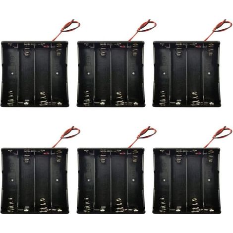 Lot de 6 supports de piles 18650 de 3,7 V, boîte de rangement en plastique avec fil conducteur (4 points) (1/5)