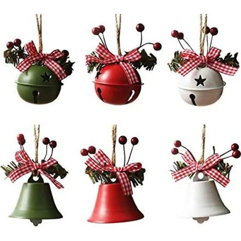 6 Stück Weihnachtsglocken-Ornamente 2022 Weihnachtsbaum-Hängedekorationen Große Glocken mit Sternenausschnitten Jubiläumsglocken mit Stechpalmenbeere zum Basteln Urlaub Partyzubehör (1/5)