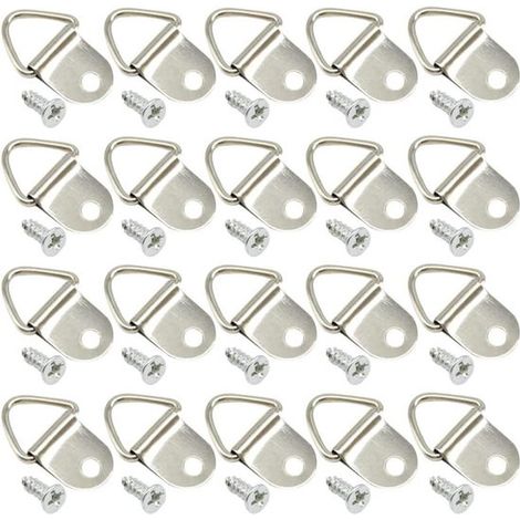 Longziming - Crochets de cadre - Crochets de suspension - Fixation murale - Anneau triangulaire - Suspension sécurisée - Fer - Couleur argentée - Universel - Lot de 100 (1/5)