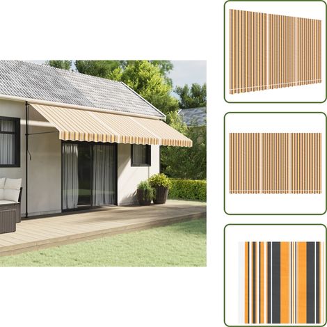 Protection UV - vidaXL Tissu de remplacement pour auvent rayures multicolores 5x3 m - Imperméable (1/5)