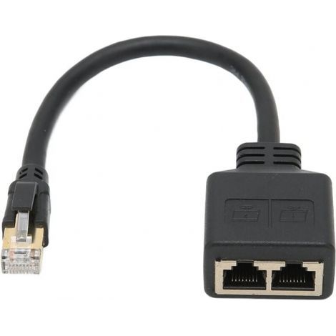– Adattatore splitter da RJ45 maschio a 2 femmine – Cavo CAT8 placcato in oro – Connessione di rete ad alta velocità per ufficio e casa (1/5)