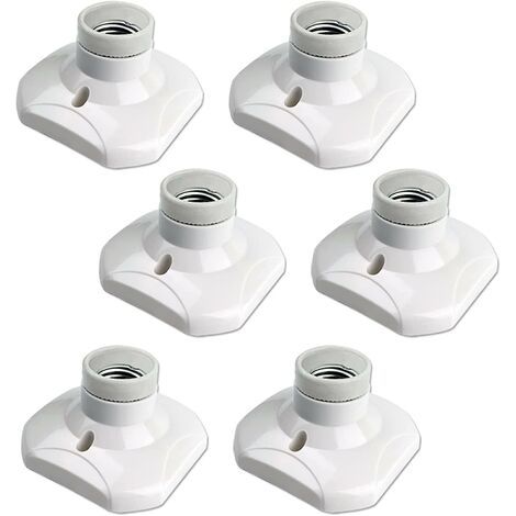 Douille Plafond E27 à Visser, Douille E27 Garage, AC 220-240V, Support Douille pour Ampoule LED, Base Plafonnier Culot E27, Base de Lampe Plastique Blanche pour Lampe au Mur, lot de 6 (1/5)