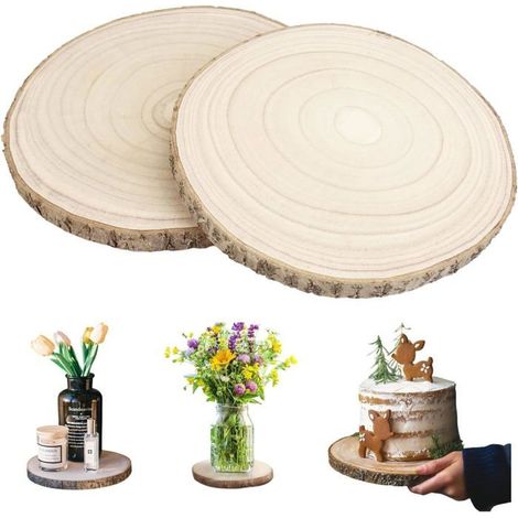 Lot De 2 Plaques De Bois Polies Rondes Ø 30-35Cm-Cercles En Bois Non Percés-Grande Planche Décorative En Bois Pour Bricoler,[CA313] (1/5)
