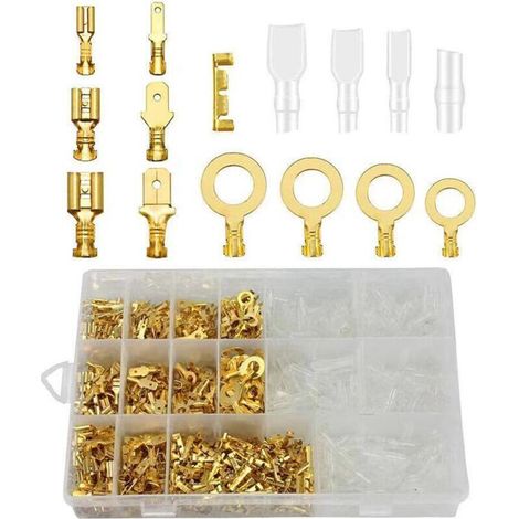 SABIR 1 000 PCS Ensemble de cosses à sertir à épissure rapide 2,8 4,8 6,3 mm Kit de cosses à sertir à gaine isolée en laiton pour l'industrie 1 000 PCS, (1/4)