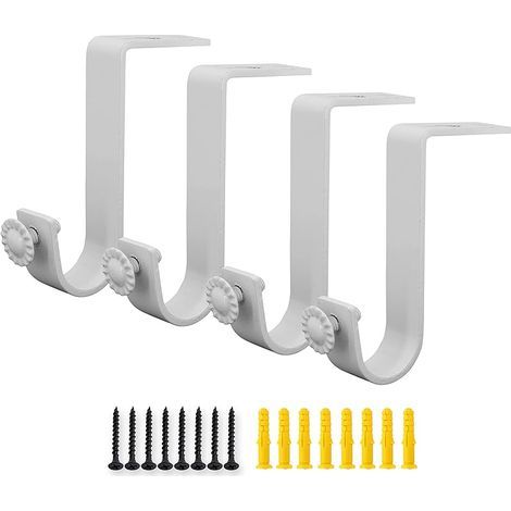 Lot de 4 supports de fixation de plafond pour tringle à rideaux de 2,5 cm Blanc (1/5)