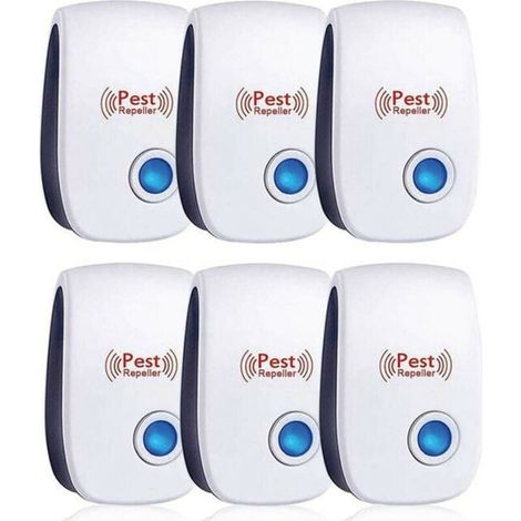 6PCS  Repulsif Ultrasons, Ultrason Souris , Ultrason Souris et Rat Efficace Contre Souris,Rats,Mouches,Moustiques,Insectes Nuisibles,Araignées,Cafards, Sûr et Non Toxique (1/4)
