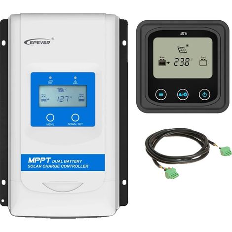 Controlador de carga solar, sistema de doble batería, monitorización de potencia máxima, con MT11, 20A, 12V 24V (1/2)