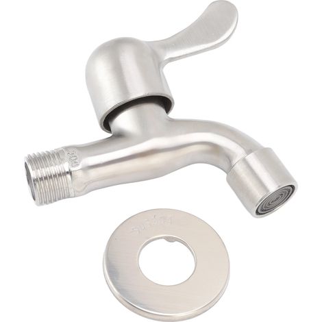 Robinet mural en acier inoxydable pour machine à laver, pour eau froide, avec jet d'eau et vanne. (1/5)