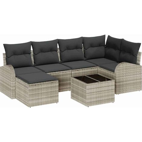 Maison Exclusive - Sofa Set mit Kissen mit Speicher 7 pcs Hellgra