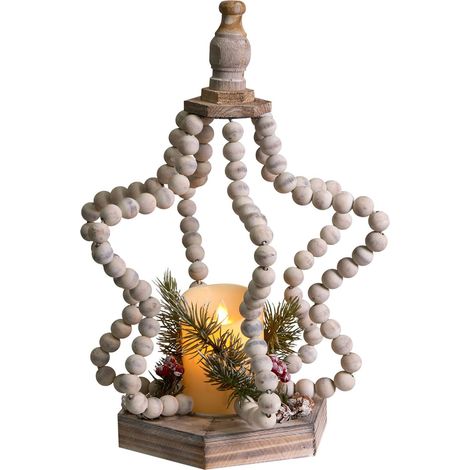 Christmas Decoration Light Brown Fir Wood LED Light Candle Handmade Traditional PATARI (1/5)