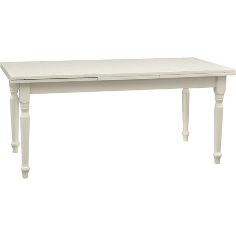 Mesa extensible de estilo Country de madera maciza de tilo acabado con efecto blanco envejecido 180x90x80 cm