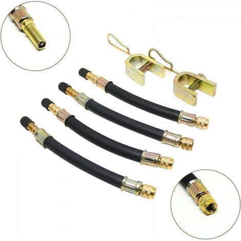 4 pièces extension de valve de pneu flexible valve de tuyau de pneu 150mm avec 2 supports (1/5)