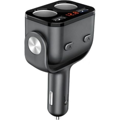 toma de corriente doble para encendedor de cigarrillos, voltímetro, cargador de coche para teléfono móvil, tableta y GPS. (1/5)