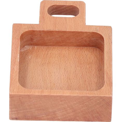 Plat à apéritif en hêtre avec poignée, récipient multifonction pour sauces, idéal pour la cuisine et l'extérieur (poignée rectangulaire). (1/5)