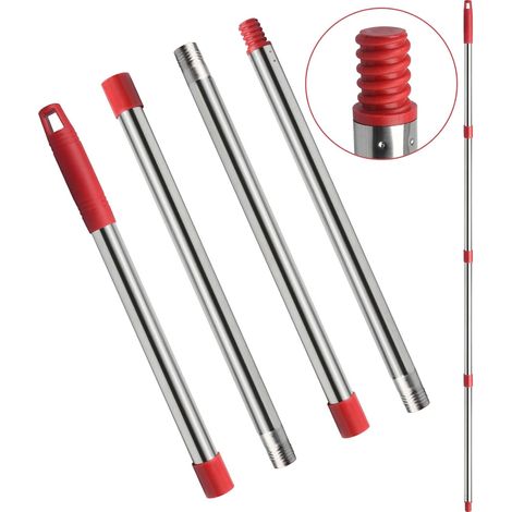 Replacement 4-section head, compatible with the Ocedar mop handle for EasyWring mop refills, 7.3 to 1.5 m m mop head for floor cleaning (red, American screw)