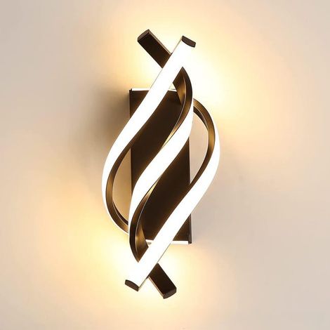 Applique a LED, moderna applique da interno da 18W, design curvo, adatta per camere da letto e uffici, luce bianca calda 3000K (nera). (1/5)