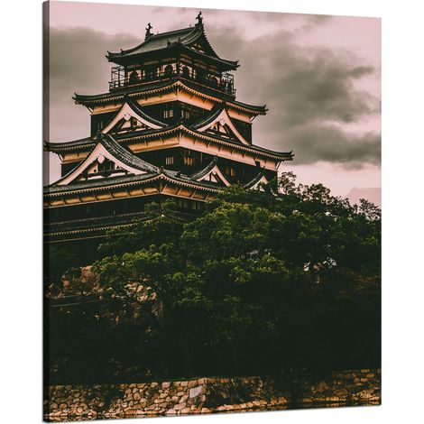 Leinwandgemälde Architektur Burg Hiroshima 80x100 cm