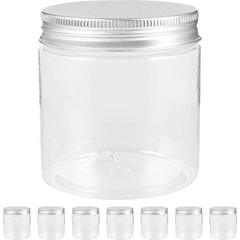 Set mit 8 Vorratsgläsern mit Deckel für Gewürze, Marmeladen, Honig und andere Lebensmittel. Inklusive durchsichtiger Flaschen. Mini-Flaschen. – 9,00 x 7,00 x 7,00 cm (1/4)
