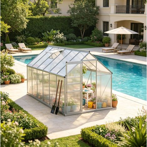Serra da giardino accessibile in alluminio con policarbonato 4 mm 375x190x199 cm OKWISH (1/5)