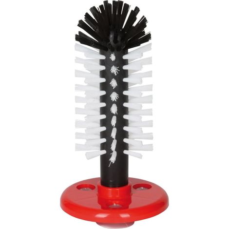 Brosse à vaisselle pour verres, brosse à verre murale 18 cm avec 3 ventouses, plaque de base en plastique, stable et efficace pour bars, restaurants et usage domestique