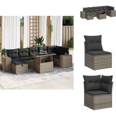 Salon de jardin 5 pcs avec coussins gris résine tressée - Ensemble De Canapés De Jardin - Ensembles De Canapés De Jardin - Ensemble De Canapés D'extérieur - Ensemble De Canapés De Patio (1/5)