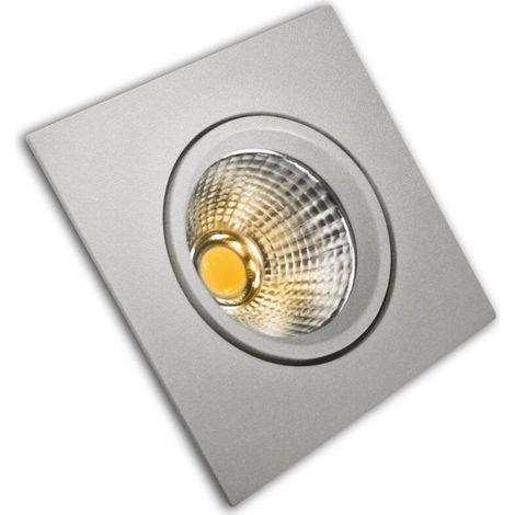 Anneau inclinable led en matel carré argenté chaud 5w