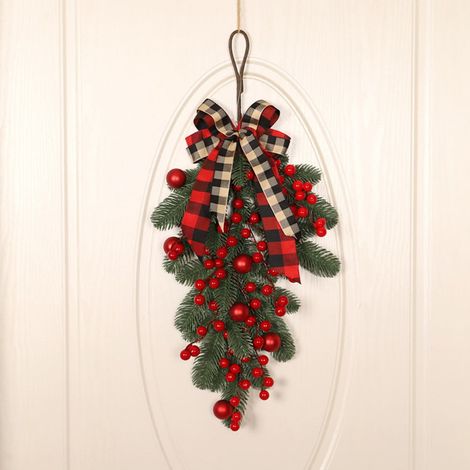 Guirlande De Noël - Linteau Décoratif En Forme De Cercle Semi-Circulaire - Pour Porte D'Entrée Cheminée Mur Intérieur Extérieur - 1 Pièce (1/5)