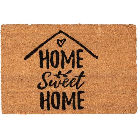 Paillasson 40 x 60 cm, motif texte original en relief, orange et marron, chaleureux pour sublimer l'entrée (1/5)