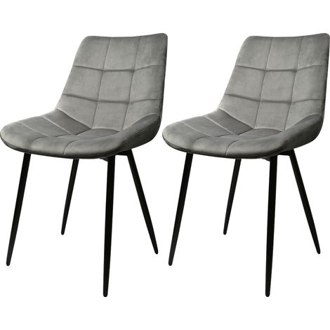 Skecten Juego de 2 Sillas de Comedor Asiento de Terciopelo, Silla Tapizada, para cocina, comedor, salón, recepción, pub o restaurante - Gris claro (1/5)