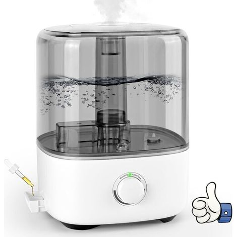 Humidificateur D'air Top-Fill 5L 28dB Silencieux Humidificateur d'air bébé ultrasonique à remplissage Pour Bébés et Plantes Humidificateur d'Air Chambre avec Buse à 360°Arrêt Automatique sans BPA