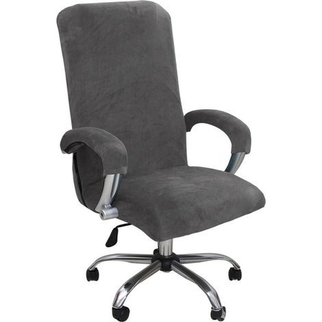 Housse de Fauteuil de Bureau en Velours, Housse de Chaise de Bureau Extensible avec Housse Accoudoir, Universel Housse pour Faut (1/4)