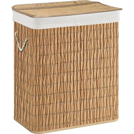Wäschekorb / Wäschesammler FALSTER XL R 100 L Rattan 2 Fächer hjh LIVING (1/5)