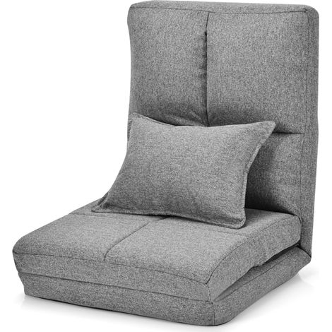 Sillón plegable con respaldo ajustable 176 x 61 x 12-15 cm asiento ergonómico estilo moderno tela gris 200019518
