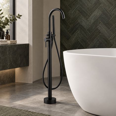 Robinet mitigeur baindouche sur pied DEBRIO noir mat (1/5)