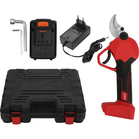 Sécateur électrique sans fil 21V, lame en acier, outil de jardin rechargeable, prise UE 100-240V, avec 1 batterie et 1 chargeur, coupe-branches portable (1/5)