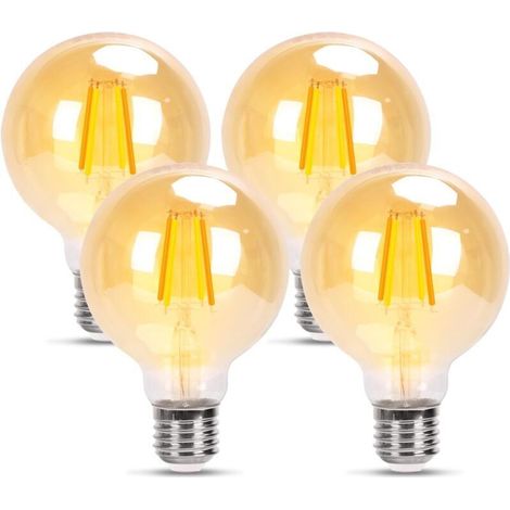 E27 LED-Filamentlampe – 6 W – Warmweiß 2200 K – Retro-Vintage-Dekorationslampe G80 – Nicht dimmbar – 4er-Pack