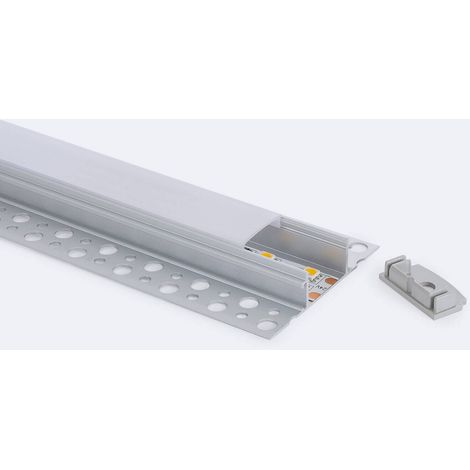 Profilo in Alluminio Integrazione Cartongesso con Coperchio Continuo per Striscia LED fino a 20 mm Bianco traslucido Alluminio 2 m (1/5)