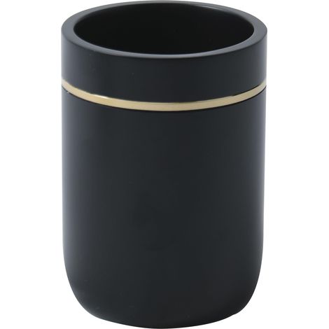 Porte-Brosse à Dents en céramique élégante et Moderne, Design Noir et doré Mat, Parfait pour Une Salle de Bain stylée, Dimensions 7 x 11,5 cm (1/2)